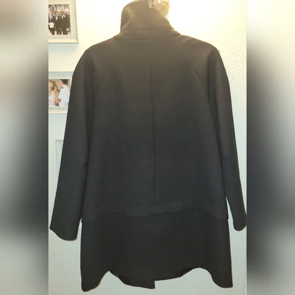 Zara Basic Black Wool Lined Jacket Coat Sz XL - Picture 4 of 4